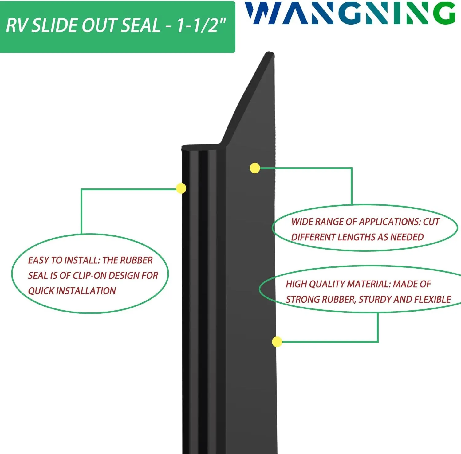 Slide Out Seal RV Slide Out Wiper Seal Replacement Kit for Trailer/Camper Slide Out Seal Kit for RVs Trucks Boats Home Applications Slideout Systems (RV 1-1/2"x30')