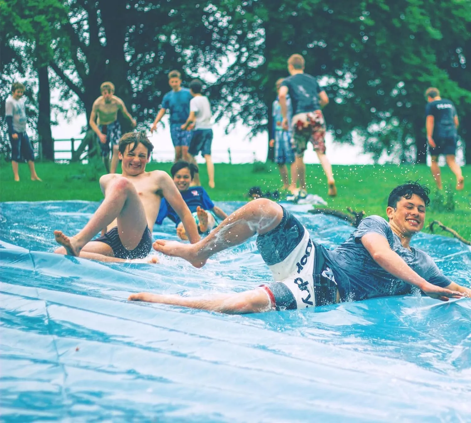 Slip and Slide 40ft X 6ft Heavy Duty with 2 Bodyboards, Thicker Lawn Water Slide, Tear-Resistant Design, Easy to Set-Up, Backyard Summer Outdoor Water Play for Adults and Teens, 031