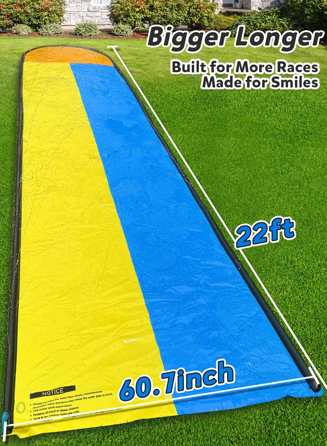 Slip and Water Slip,Water Slide for Kids Backyard 22ft*2 Lane Color-Block,Surrounding Sprinkler Summer Toys for Kids Outdoor with 2 Bodyboards