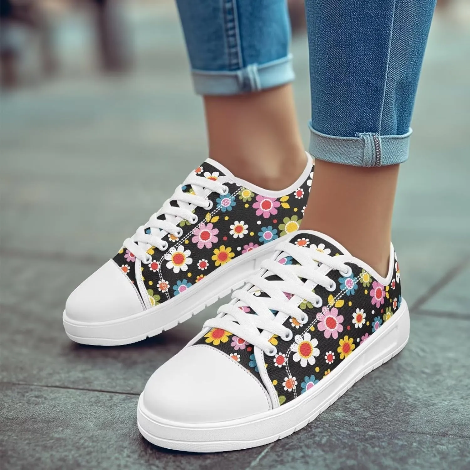 Slip on Sneakers Womens Wide Width Casual Breathable Polyester Running Sneakers Lightweight Low Top Soft Sole Walking Shoes