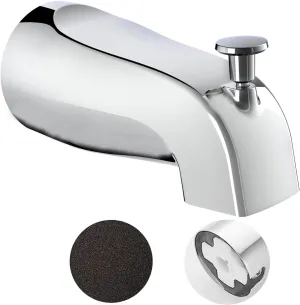 Slip on Tub Spout with Diverter, Metal Bathtub Faucet Chrome, Bathroom Push On Tub Spigot, Fits 1/2" Copper Pipe(5/8" OD), Hex Wrench and Sandpaper Included