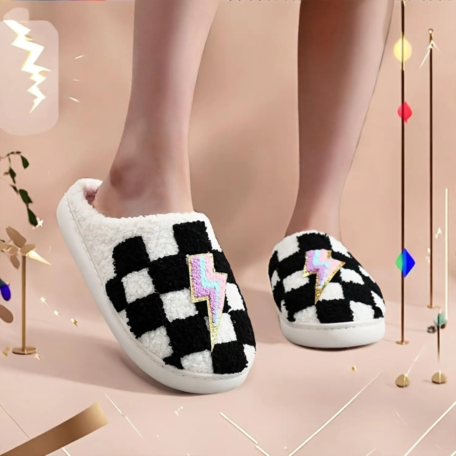 Slippers for Women Men Fuzzy Memory Foam Slipper Fluffy Winter Soft Warm Slip On House Shoes