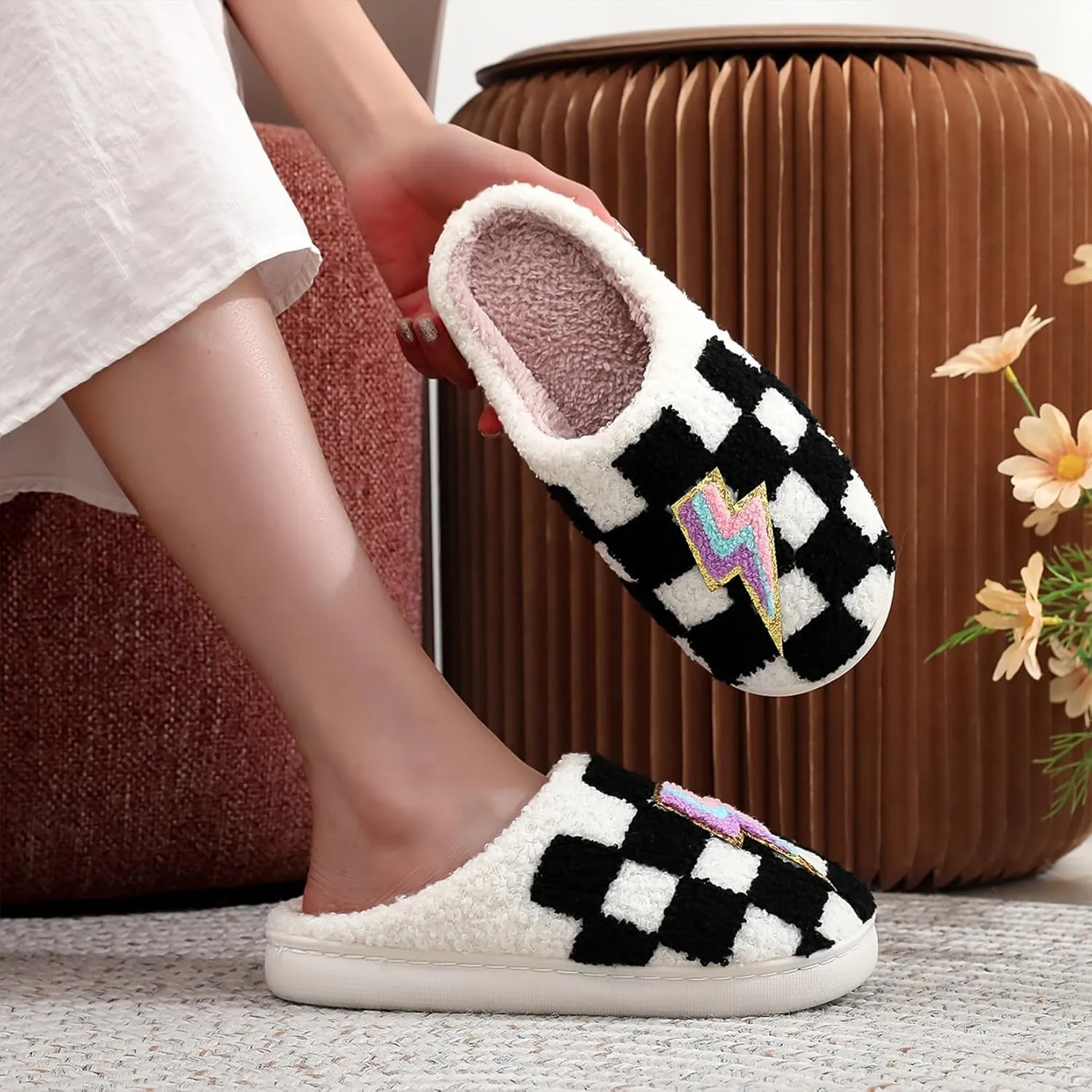 Slippers for Women Men Fuzzy Memory Foam Slipper Fluffy Winter Soft Warm Slip On House Shoes