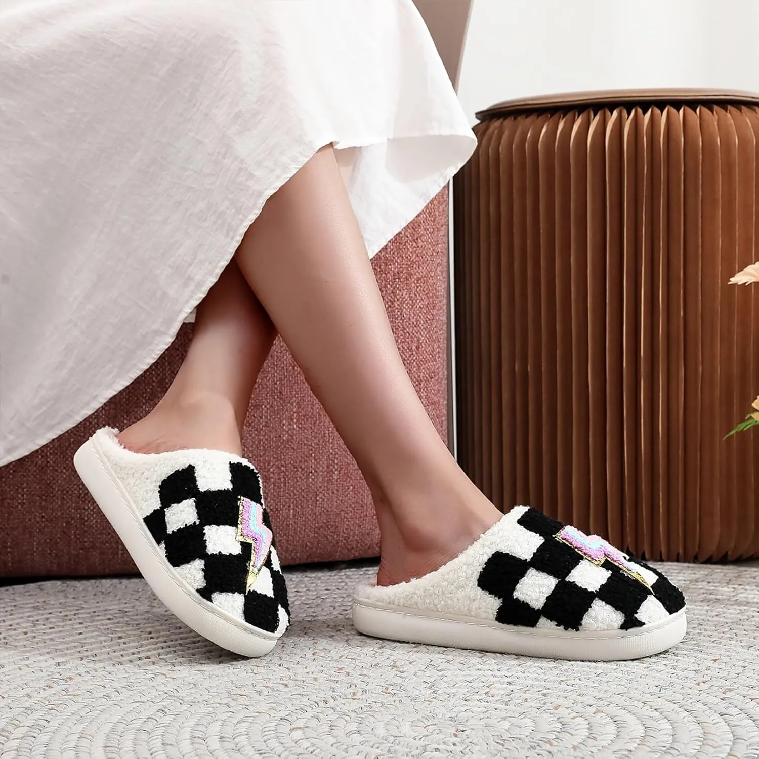 Slippers for Women Men Fuzzy Memory Foam Slipper Fluffy Winter Soft Warm Slip On House Shoes