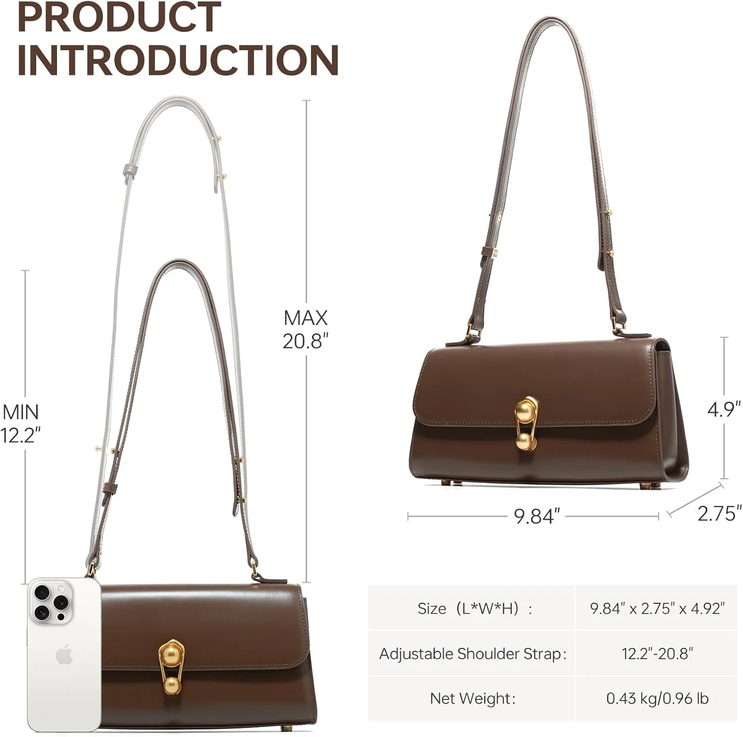 Small Purse Leather Bags For Women: Black Shoulder Handbags Crossbody Bag - Chic Everyday Adjustable Strap for Young Girls
