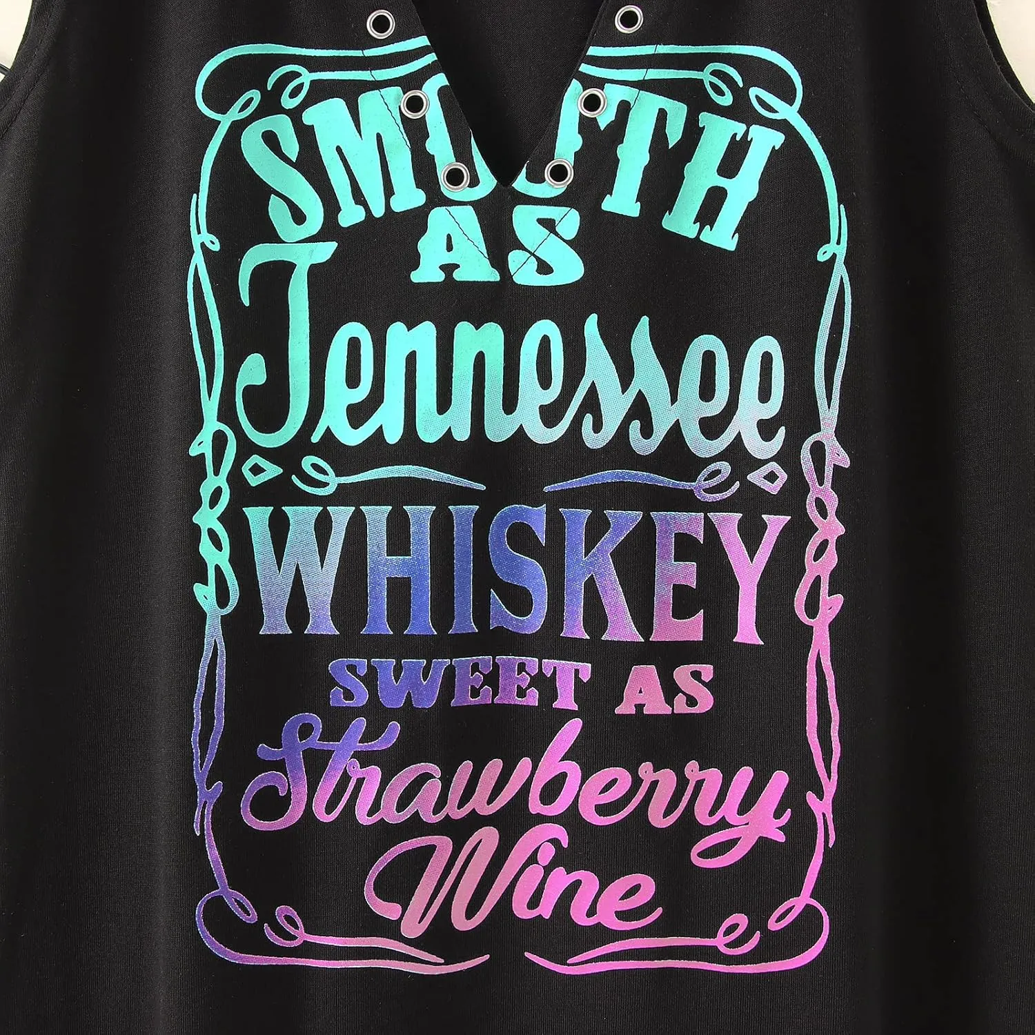 Smooth As Tennessee Tank Top Sweet As Strawberry Shirt Ring Hole Sleeveless Sexy V Neck Womens Retro Country Music Top