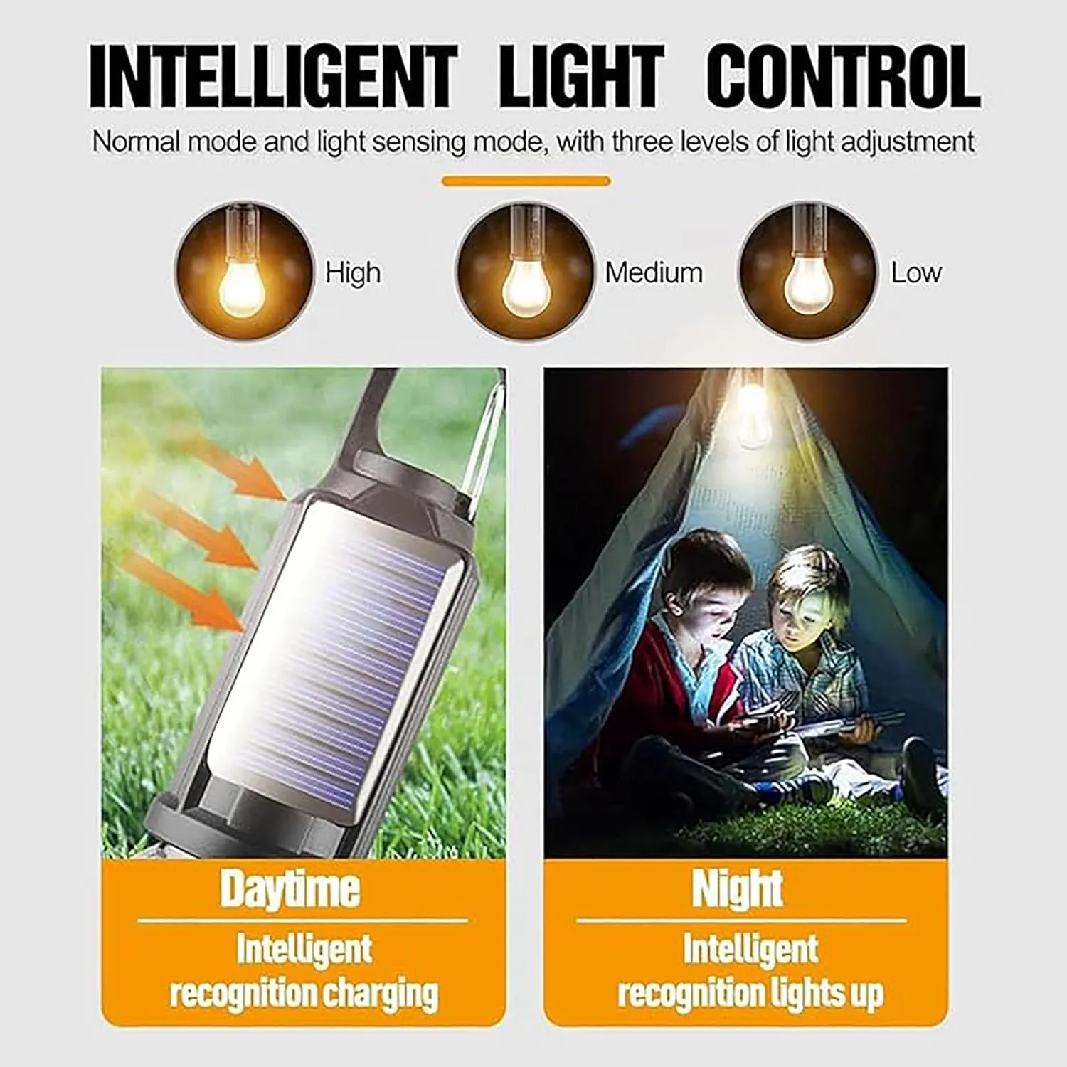 Solar Rechargeable Hooked Camping Light, Solar TentLights USB Rechargeable LED CampingLantern, 2025 New SolarTent Lights Outdoor, Multi-Functional Waterproof Portable Camping HangingLight (Five)