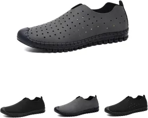 SOLPNOW Men's Hollowed Out Hand-Stitched Loafers,Slip On Breathable Comfortable Soft Bottom Non-Slip Waterproof Flat Casual Hiking Driving Shoes
