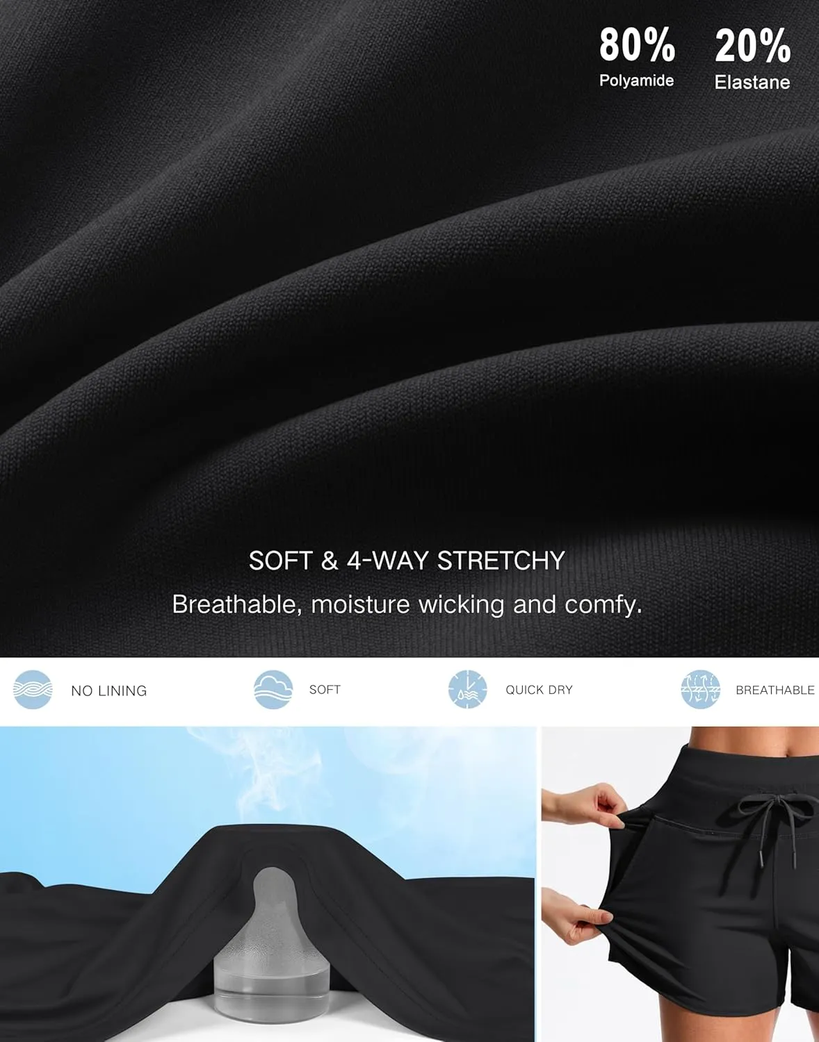 Soothfeel Women's Athletic Running Shorts with Pockets 3.5" Quick Dry High Waisted Workout Active Gym Shorts for Women