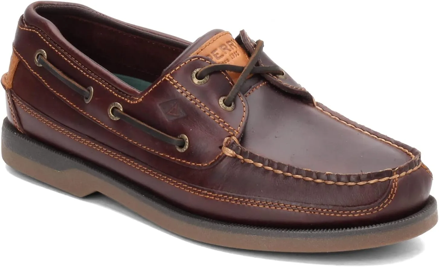 Sperry Mens Mako 2-Eye Boat Shoe, Amaretto, 9.5 Narrow