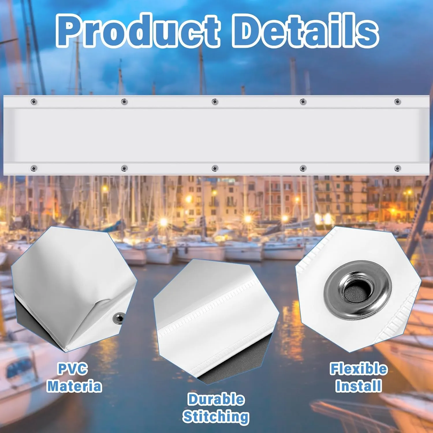 Spiareal Edge Dock Bumpers Straight Marine Boat Bumpers for Docking UV Resistant Boat Dock Fenders for Docking, Preventing Dent and Scratch, White