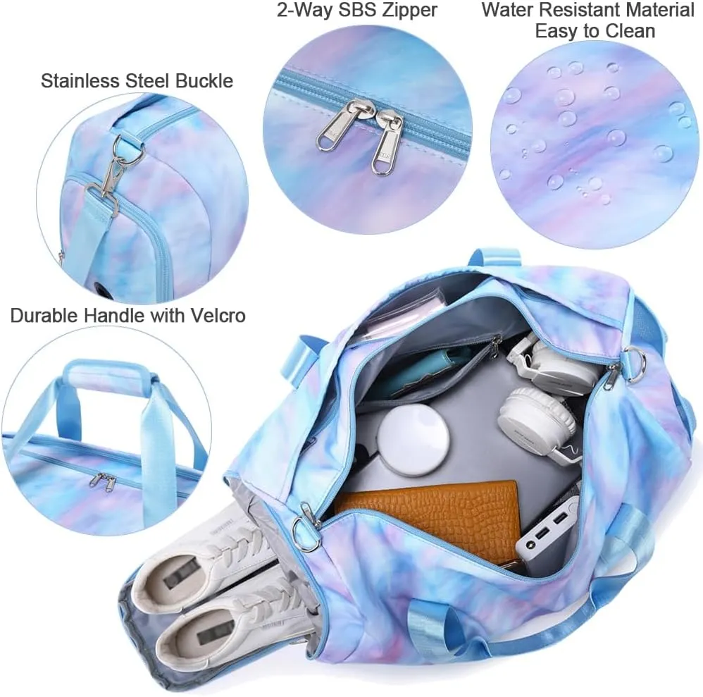 Sports Duffel for Girls Teens Ballet Bag Dance Bag for Girls Gymnastics Bag Overnight Weekender Bags for Teens Travel Duffle Bag for Girls with Shoes Compartments