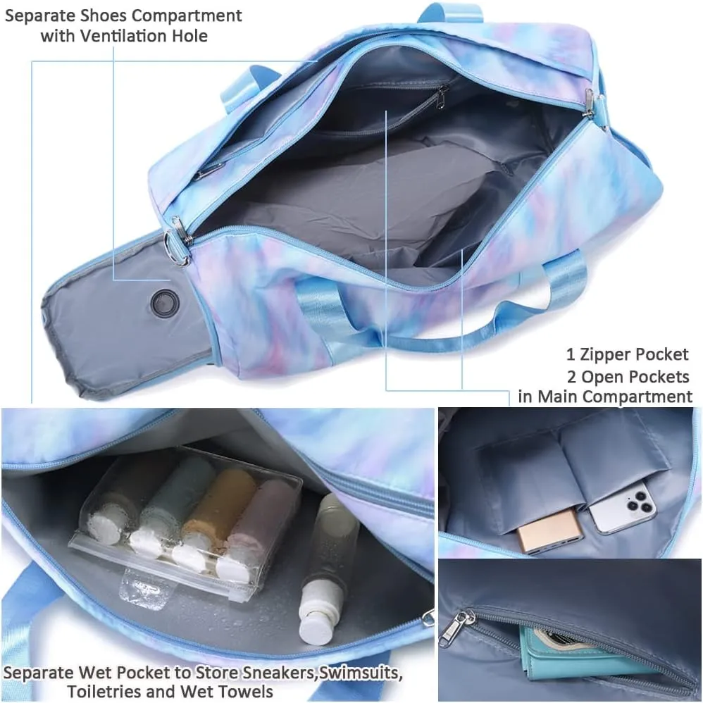 Sports Duffel for Girls Teens Ballet Bag Dance Bag for Girls Gymnastics Bag Overnight Weekender Bags for Teens Travel Duffle Bag for Girls with Shoes Compartments
