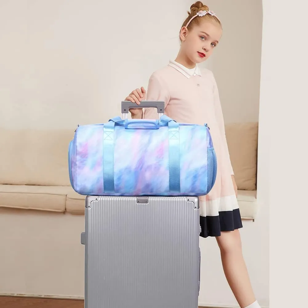 Sports Duffel for Girls Teens Ballet Bag Dance Bag for Girls Gymnastics Bag Overnight Weekender Bags for Teens Travel Duffle Bag for Girls with Shoes Compartments