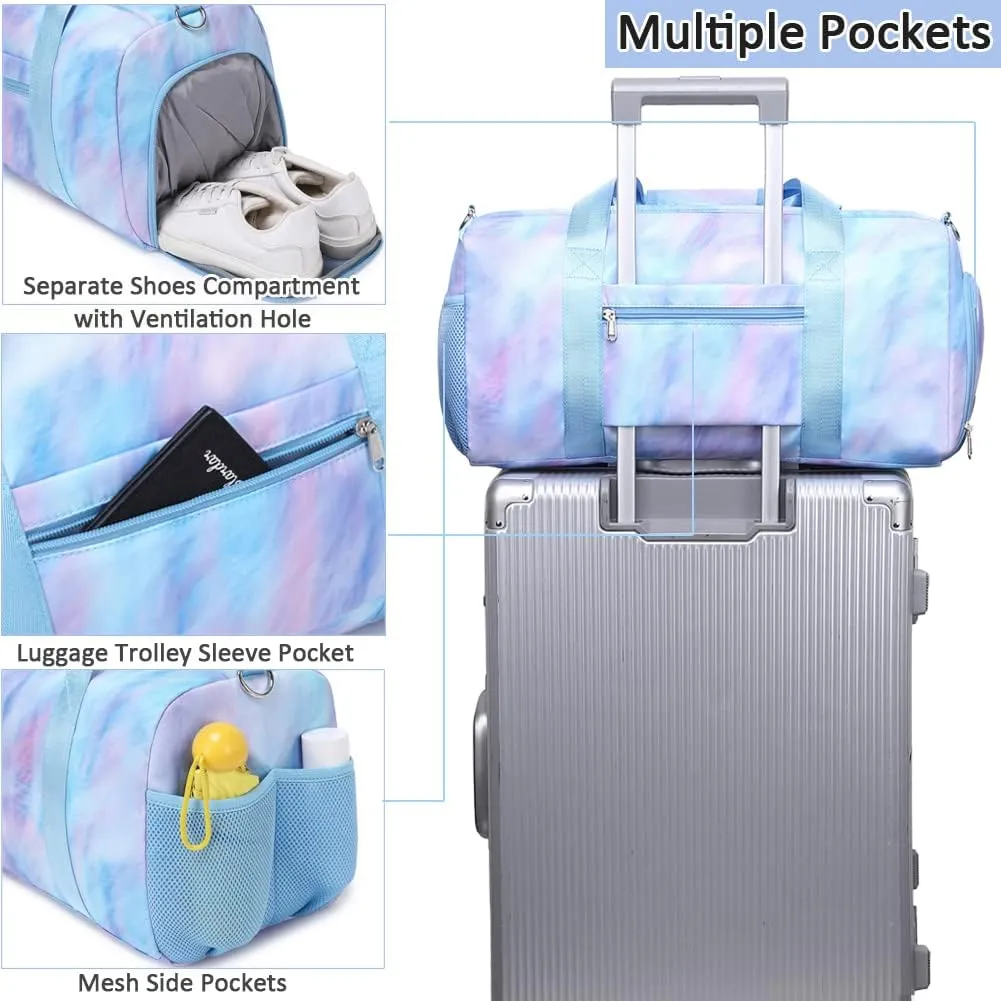 Sports Duffel for Girls Teens Ballet Bag Dance Bag for Girls Gymnastics Bag Overnight Weekender Bags for Teens Travel Duffle Bag for Girls with Shoes Compartments