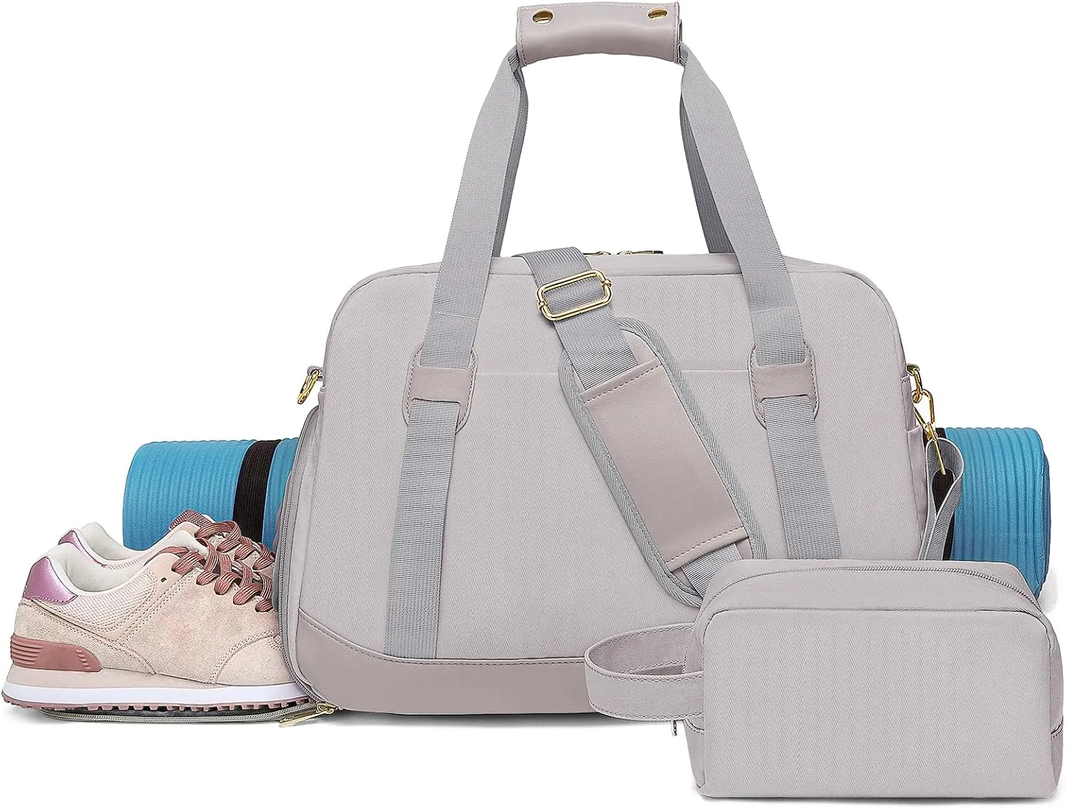 Sports Gym Bag for Women, Travel Duffle Bag with Shoe Compartment & Wet Pocket, Fitness Yoga Bag Weekender Overnight Bag Small