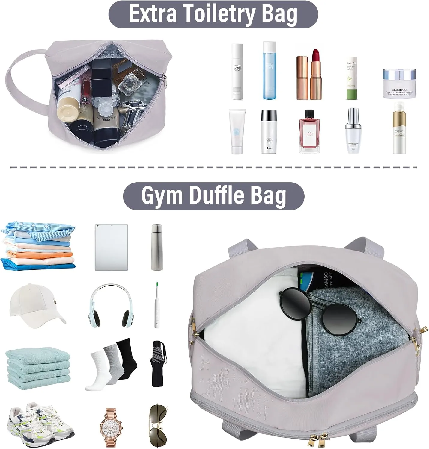 Sports Gym Bag for Women, Travel Duffle Bag with Shoe Compartment & Wet Pocket, Fitness Yoga Bag Weekender Overnight Bag Small