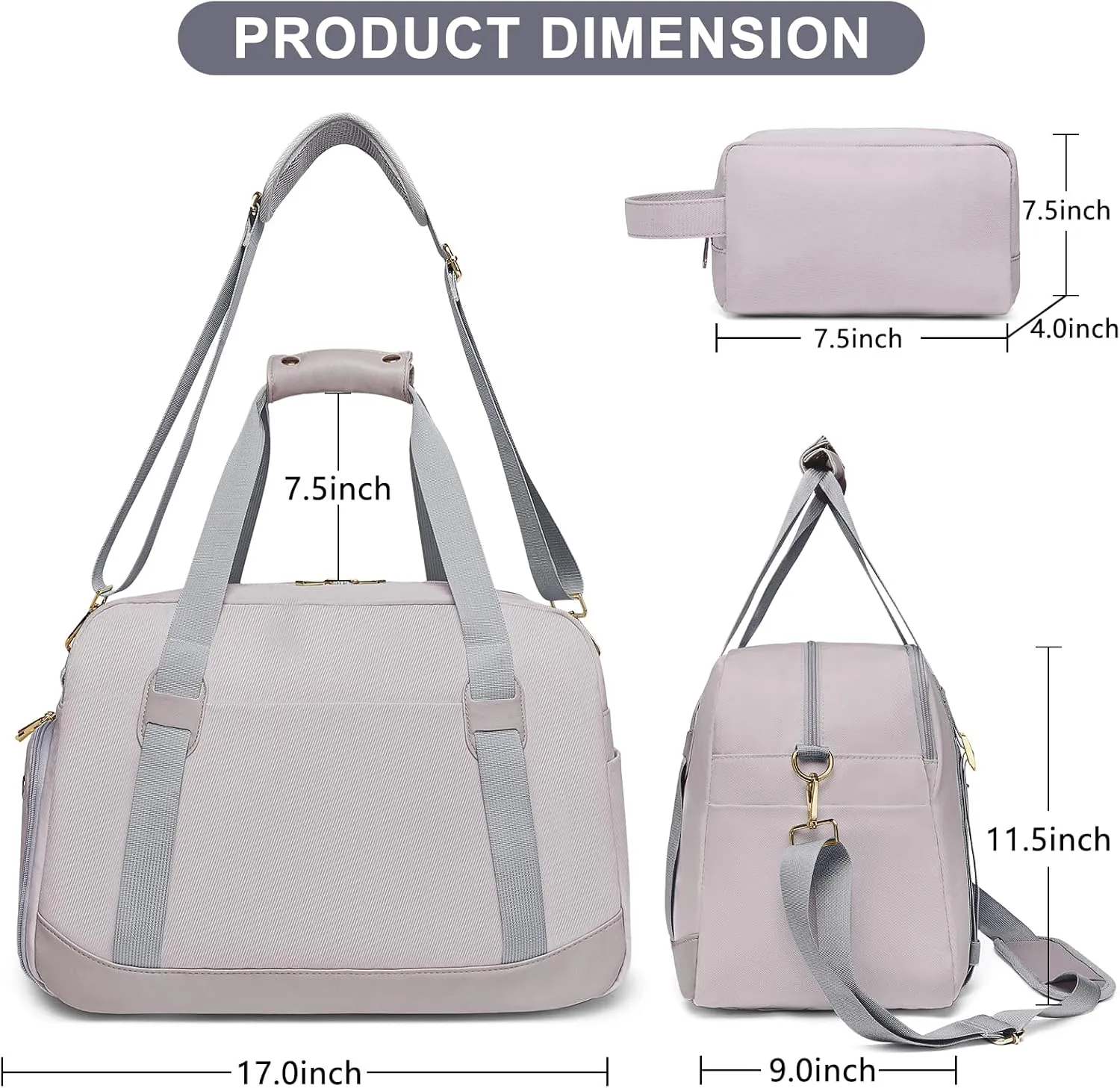 Sports Gym Bag for Women, Travel Duffle Bag with Shoe Compartment & Wet Pocket, Fitness Yoga Bag Weekender Overnight Bag Small