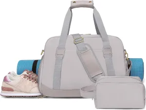 Sports Gym Bag for Women, Travel Duffle Bag with Shoe Compartment & Wet Pocket, Fitness Yoga Bag Weekender Overnight Bag Small