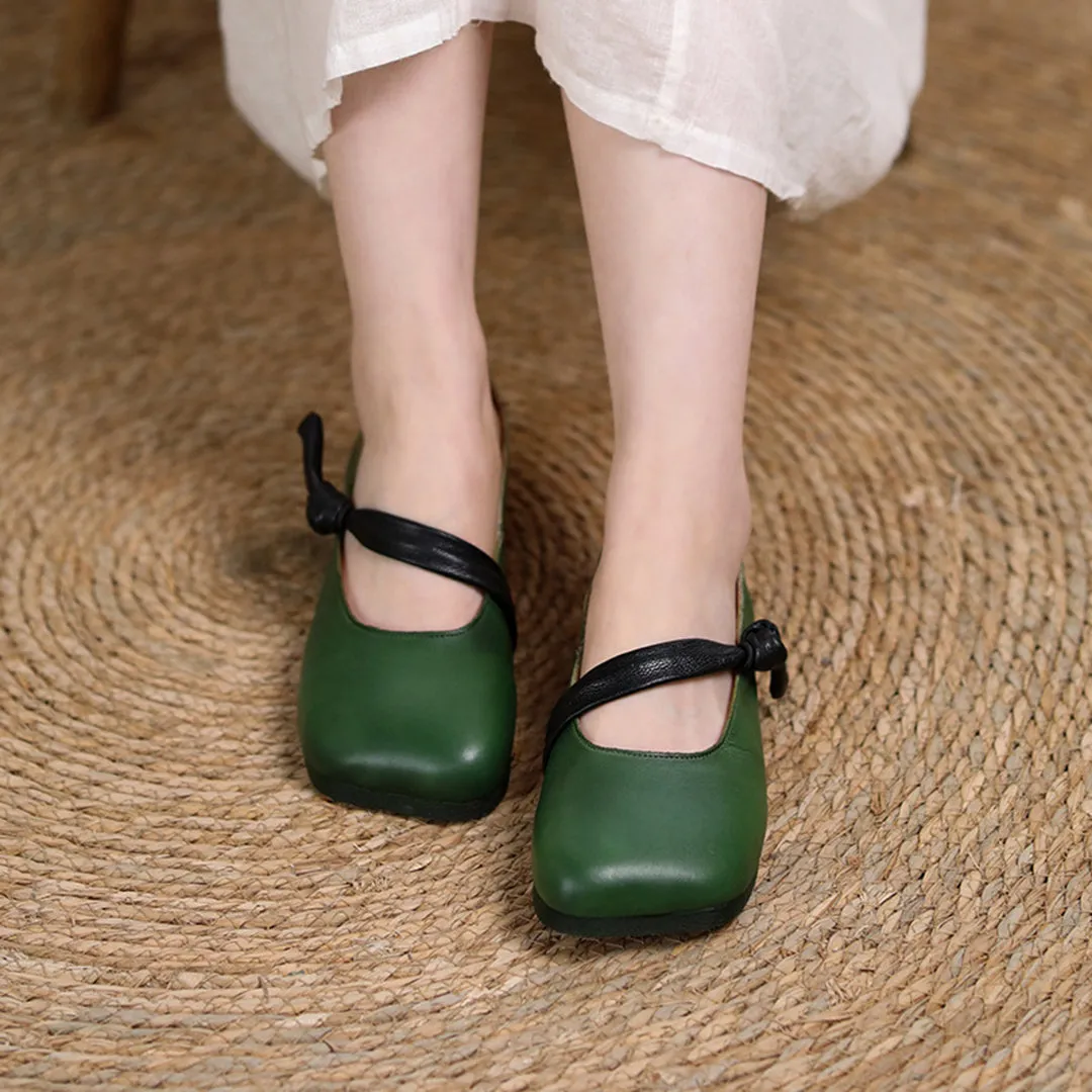 Square Toe Soft Slip-On Leather Shoes