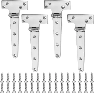 Stainless Steel T Hinges Marine Grade, 4 x 2 inch (100 x 54 mm), 6 x 3 inch (150 x 72 mm), 8 x 4 inch (196 x 97 mm), 316 SS, Boat Hinges with Screws