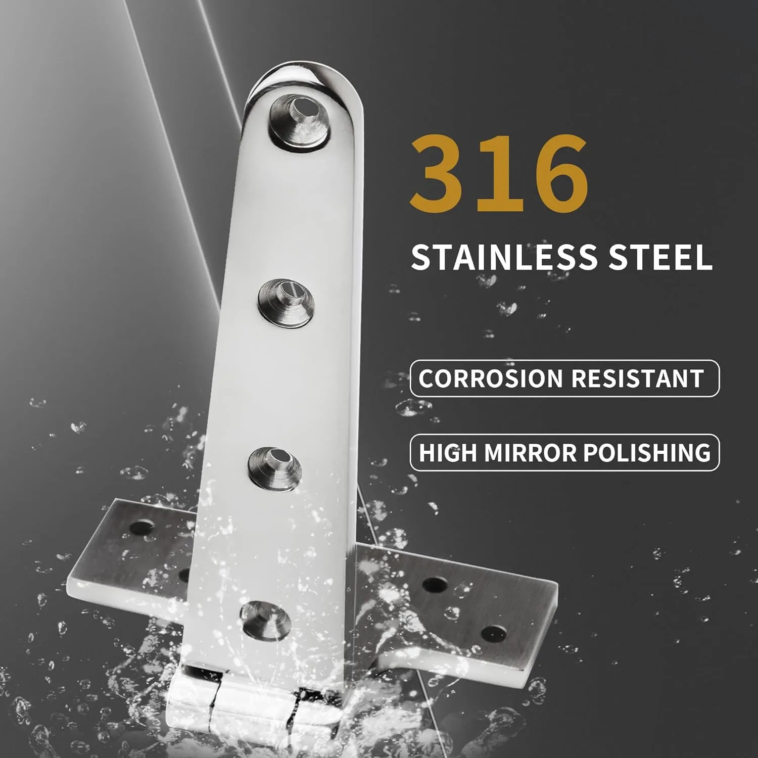 Stainless Steel T Hinges Marine Grade, 4 x 2 inch (100 x 54 mm), 6 x 3 inch (150 x 72 mm), 8 x 4 inch (196 x 97 mm), 316 SS, Boat Hinges with Screws