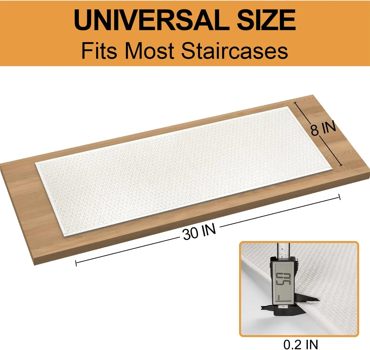Stair Treads Carpet for Wooden Steps with Non Slip Rubber Backing, 100% Polyester Soft Stairs Resistant Indoor Skid Runner Safety Rugs for Kids Elders and Pets (7, Cream, 30" * 8")
