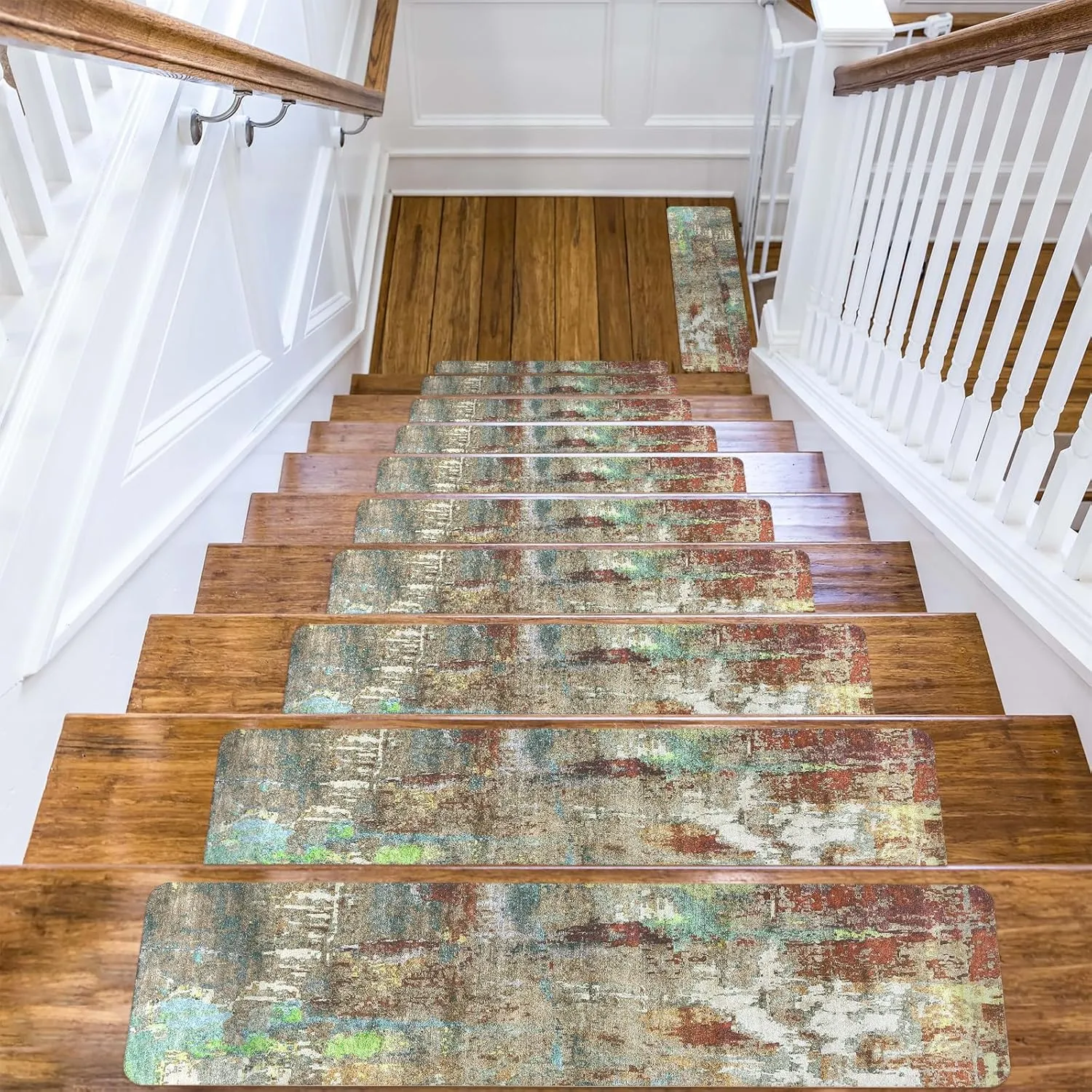 Stair Treads Non Slip 15PCS 8"x30" Stair Runner, Rubber Backing Stair Carpet Treads Washable Reusable Stair Treads for Wooden Steps, Indoor Safety Staircase Step Treads for Kids Elders Dogs