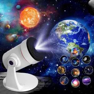 Star Projector,Galaxy Projector Upgraded 4K Clear Lens, 10 Realistic Planetarium Projector Slides Night Lights LED 8 Color for Bedroom, 360° Rotation, 1/2h Timer Function Ultra-Wide Ceiling Projector