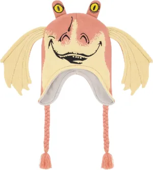 STAR WARS Jar Jar Binks Beanie Hat, Peruvian Winter Knit Cap with 3D Gungan Ears and Tassels, Multi, One Size