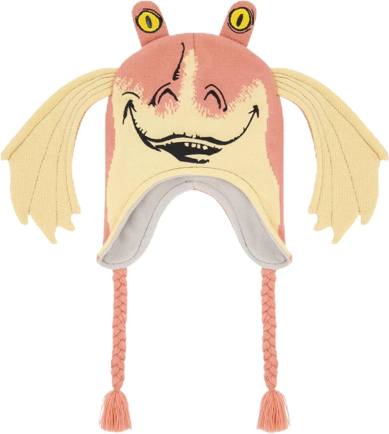 STAR WARS Jar Jar Binks Beanie Hat, Peruvian Winter Knit Cap with 3D Gungan Ears and Tassels, Multi, One Size