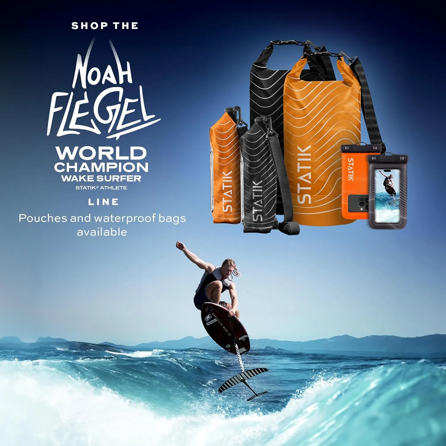 Statik MarCase Waterproof Dry Bag 10L - Roll Top Waterproof Bag, Clear Window for IDs, Light Reflective Outer Pattern, Durable Boating & Kayak Accessories for Fishing, Camping, Swimming (Orange)