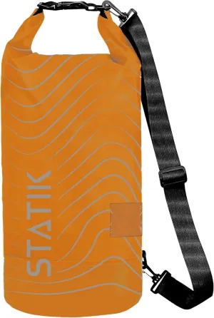 Statik MarCase Waterproof Dry Bag 10L - Roll Top Waterproof Bag, Clear Window for IDs, Light Reflective Outer Pattern, Durable Boating & Kayak Accessories for Fishing, Camping, Swimming (Orange)