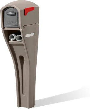 Step2 Mailmaster Streamline Mailbox & Post, Weather Resistant, Large Outdoor Mailboxes, Made of Durable Plastic, Easy to Install, Flag Included, Mocha