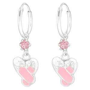 Sterling Silver Kids Ballet Shoe Hoop Earring