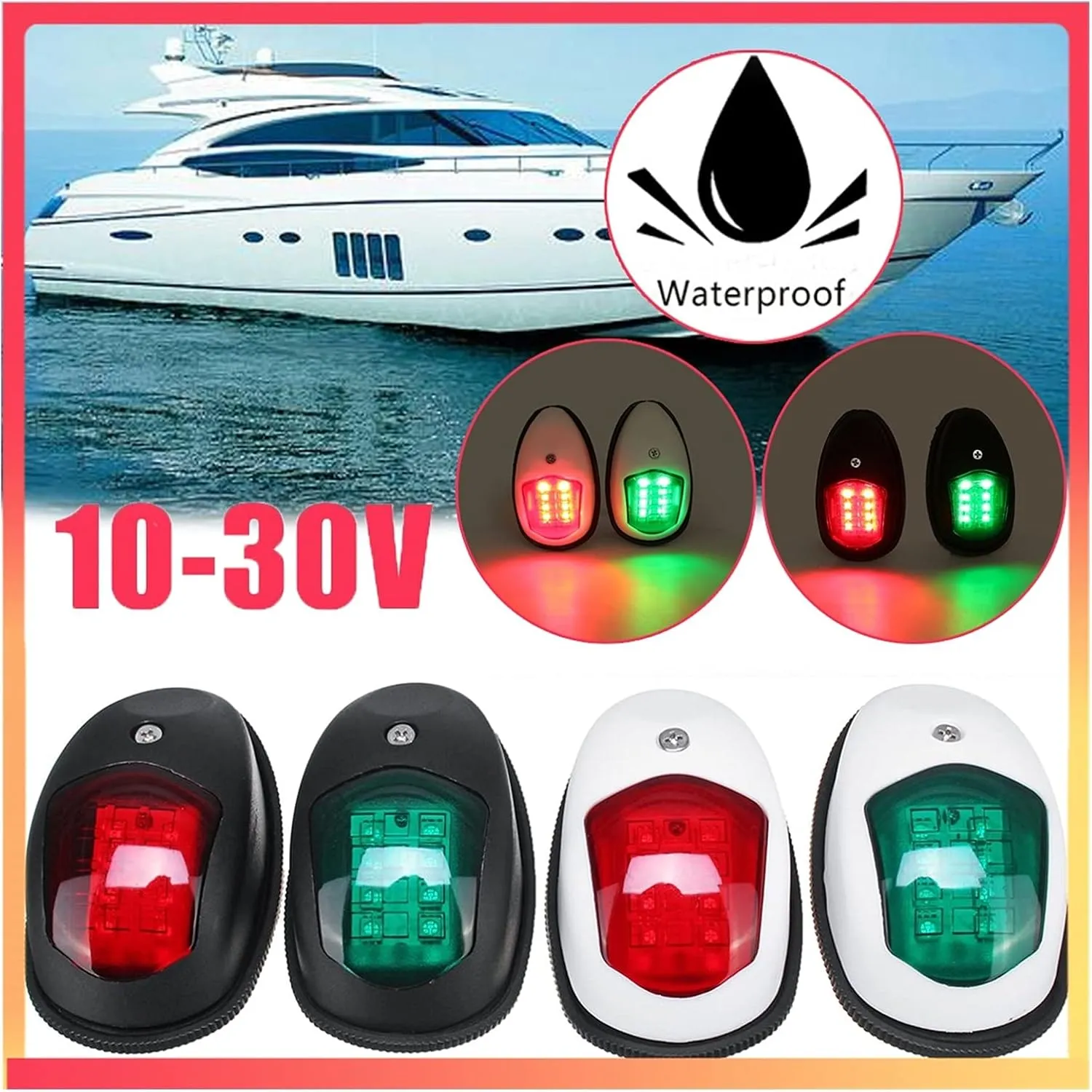 Stern Light Boat Anchor Light 2Pcs/Set 10V-30V Universal ABS LED Navigation Light Signal Warning Lamp Signal Lamp for Marine Boat Yacht Truck Trailer Van Industry Leading Optical Design (White)