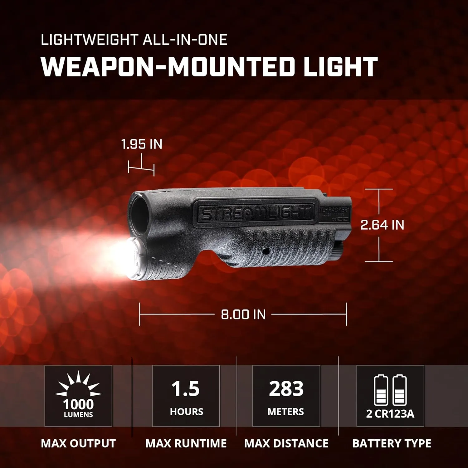 Streamlight 69600 TL-Racker 1000 Lumen Forend Light for Selected Mossberg 500/590 Models with CR123A Lithium Batteries, Black