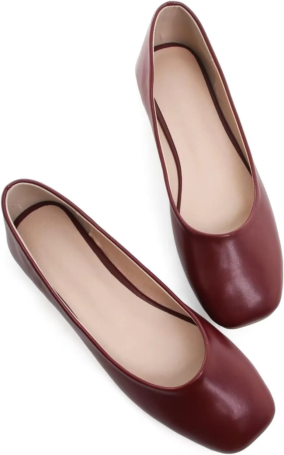 Stunner Women's Comfortable Slip On Ballet Shoes Square Toe Dress Flats Soft Walking Flats
