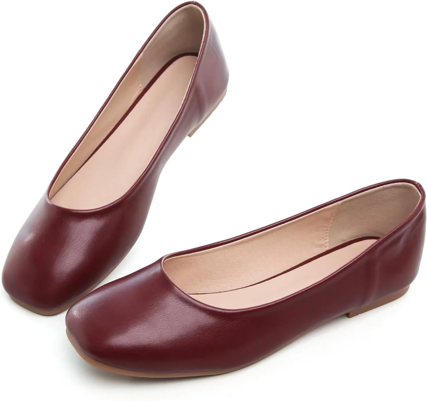 Stunner Women's Comfortable Slip On Ballet Shoes Square Toe Dress Flats Soft Walking Flats