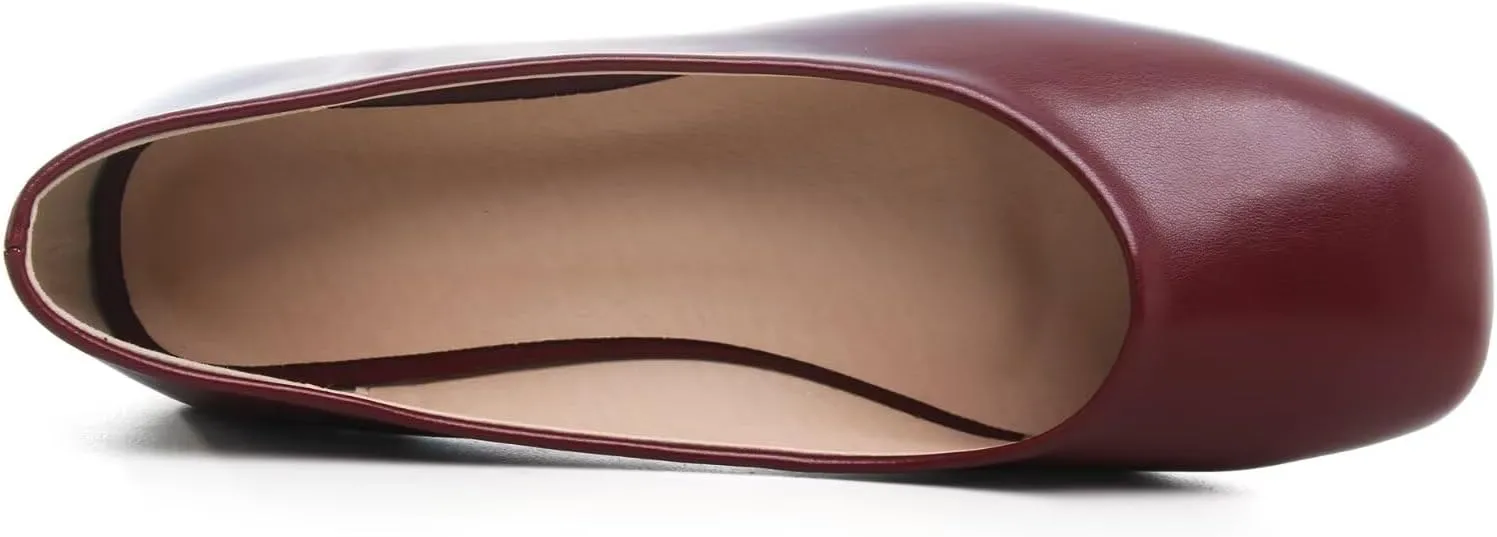 Stunner Women's Comfortable Slip On Ballet Shoes Square Toe Dress Flats Soft Walking Flats