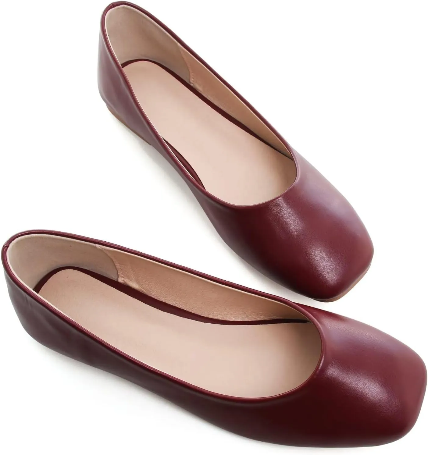Stunner Women's Comfortable Slip On Ballet Shoes Square Toe Dress Flats Soft Walking Flats