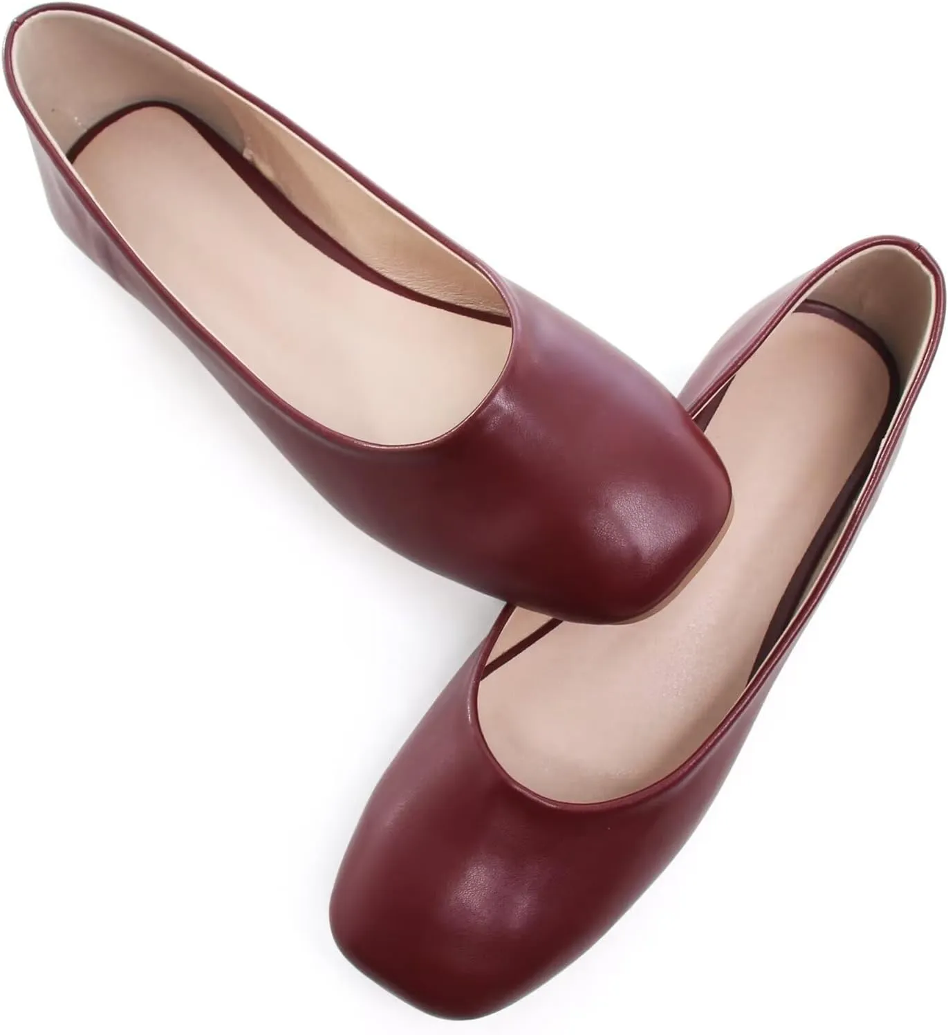 Stunner Women's Comfortable Slip On Ballet Shoes Square Toe Dress Flats Soft Walking Flats
