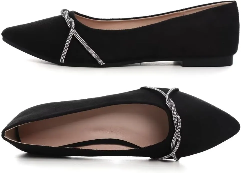 Stunner Womens Flats Fashion Pointed Toe Bowknot Ballet Flats Cute Slip On Dress Flats Comfortable Party Wedding Flats