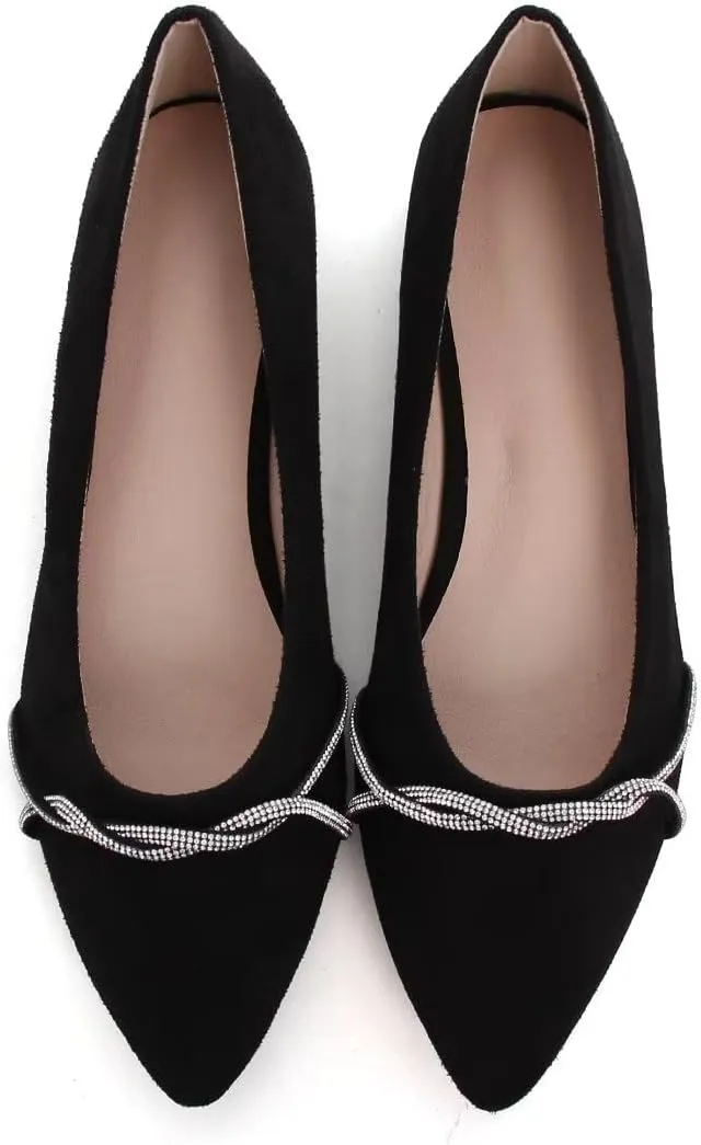 Stunner Womens Flats Fashion Pointed Toe Bowknot Ballet Flats Cute Slip On Dress Flats Comfortable Party Wedding Flats