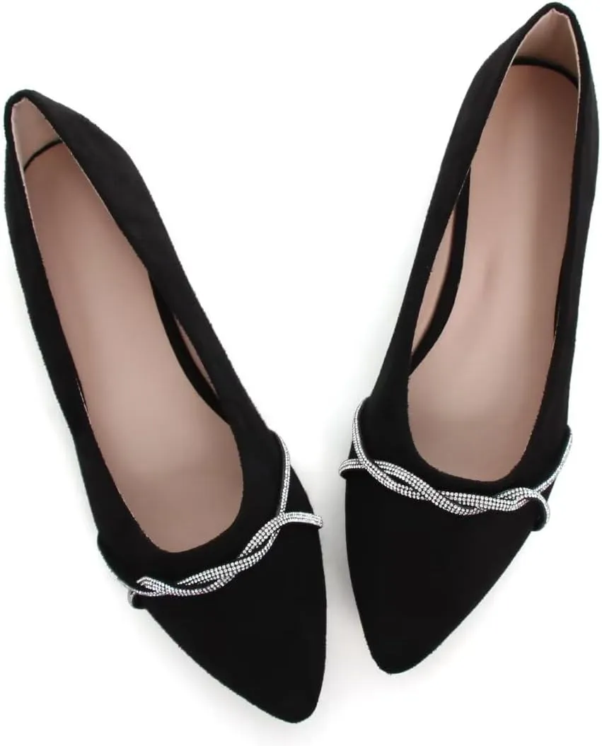Stunner Womens Flats Fashion Pointed Toe Bowknot Ballet Flats Cute Slip On Dress Flats Comfortable Party Wedding Flats