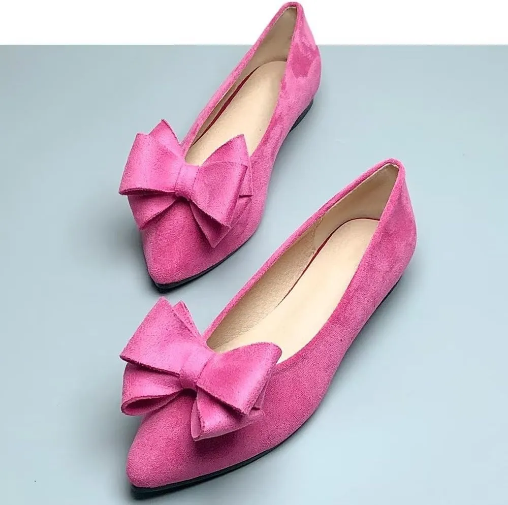 Stunner Womens Flats Fashion Pointed Toe Bowknot Dress Flats Casual Flats Comfortable Slip On Ballet Flats