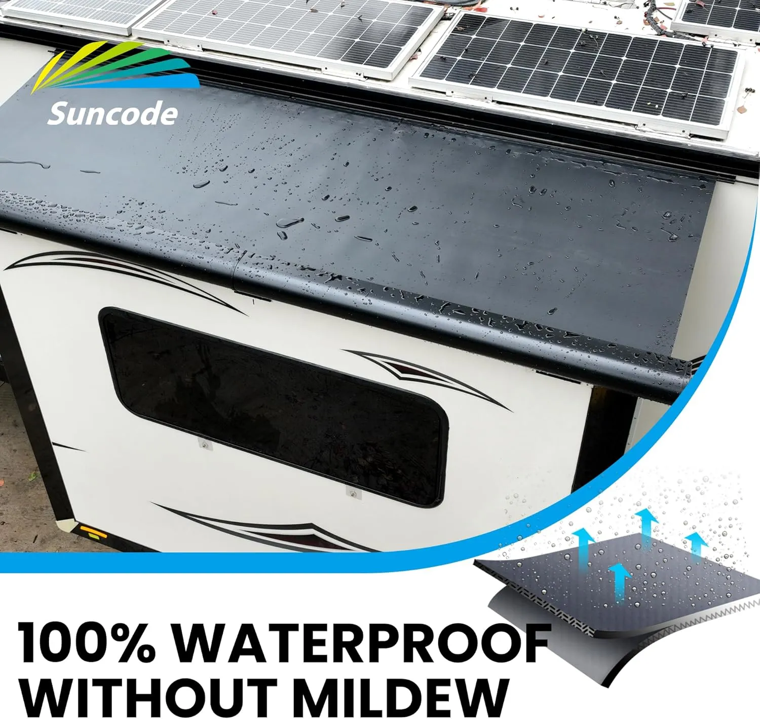 Suncode Full Cover Shell Slide Topper Awning Black Modular Designed RV Slide Out Awning Slide Out Protection for RVs,Travel Trailers,5th Wheels,and Motorhomes 12'6"(12'1"Fabric)