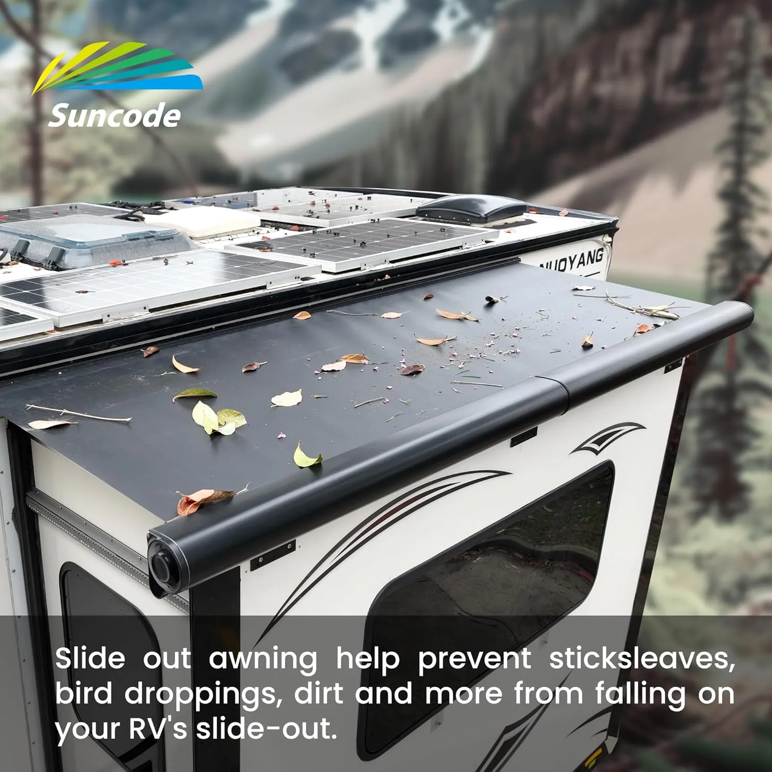 Suncode Full Cover Shell Slide Topper Awning Black Modular Designed RV Slide Out Awning Slide Out Protection for RVs,Travel Trailers,5th Wheels,and Motorhomes 12'6"(12'1"Fabric)