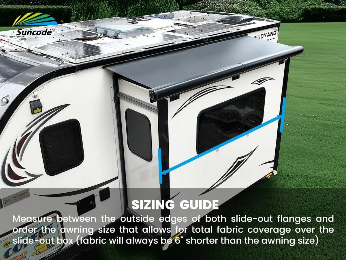 Suncode Full Cover Shell Slide Topper Awning Black Modular Designed RV Slide Out Awning Slide Out Protection for RVs,Travel Trailers,5th Wheels,and Motorhomes 12'6"(12'1"Fabric)