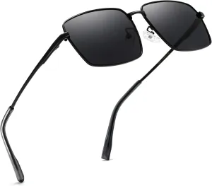 SUNGAIT Flat Top Square Sunglasses Men Retro Polarized Men's Eyewear Shades Wide Face Driving Sun Glasses UV400